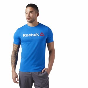 Reebok Linear Read T Shirt Herren - Blau - DE 853-YEW